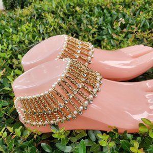 Kundan Anklets, Indian Asian Payals, Anklets for Weddings